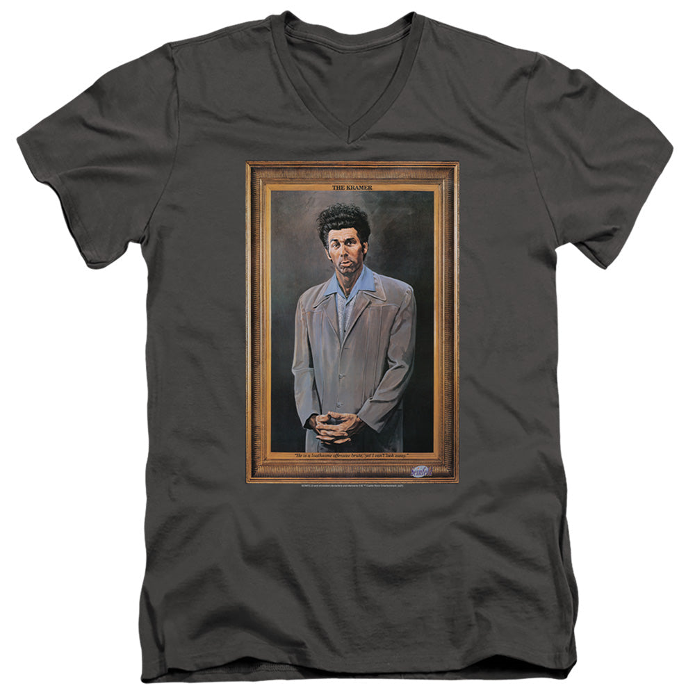 Seinfeld Kramer Portrait Mens Slim Fit V-Neck T Shirt Charcoal