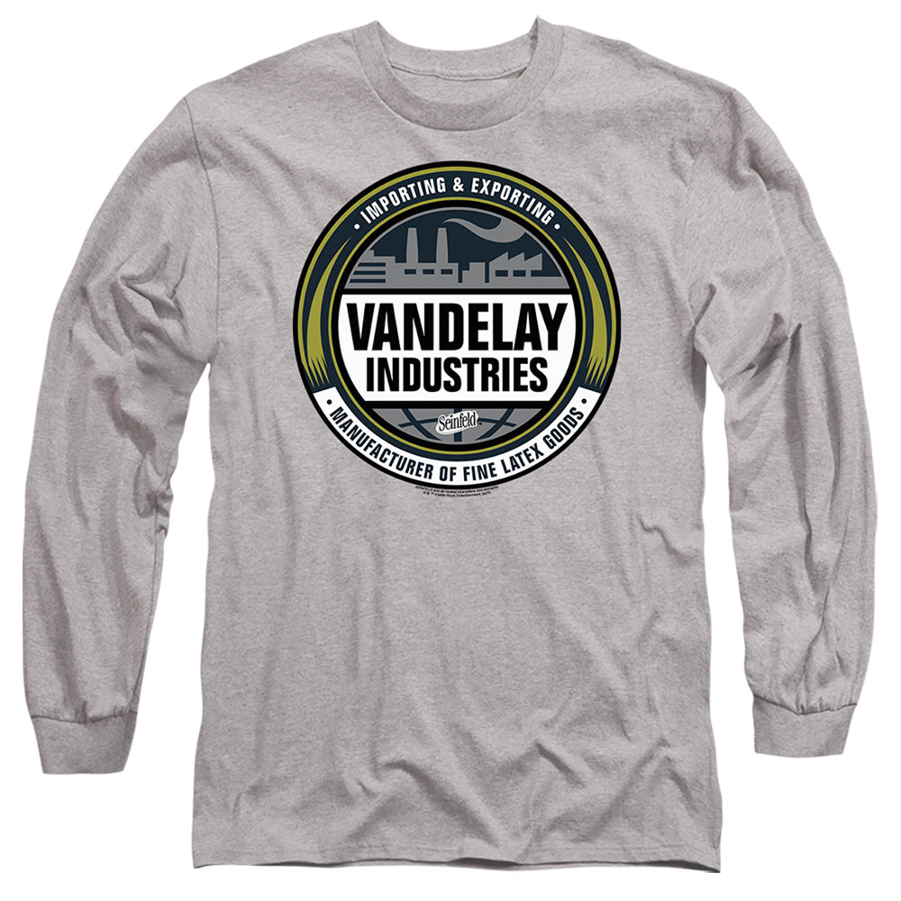 Seinfeld Vendelay Logo Mens Long Sleeve Shirt Athletic Heather Officially Licensed