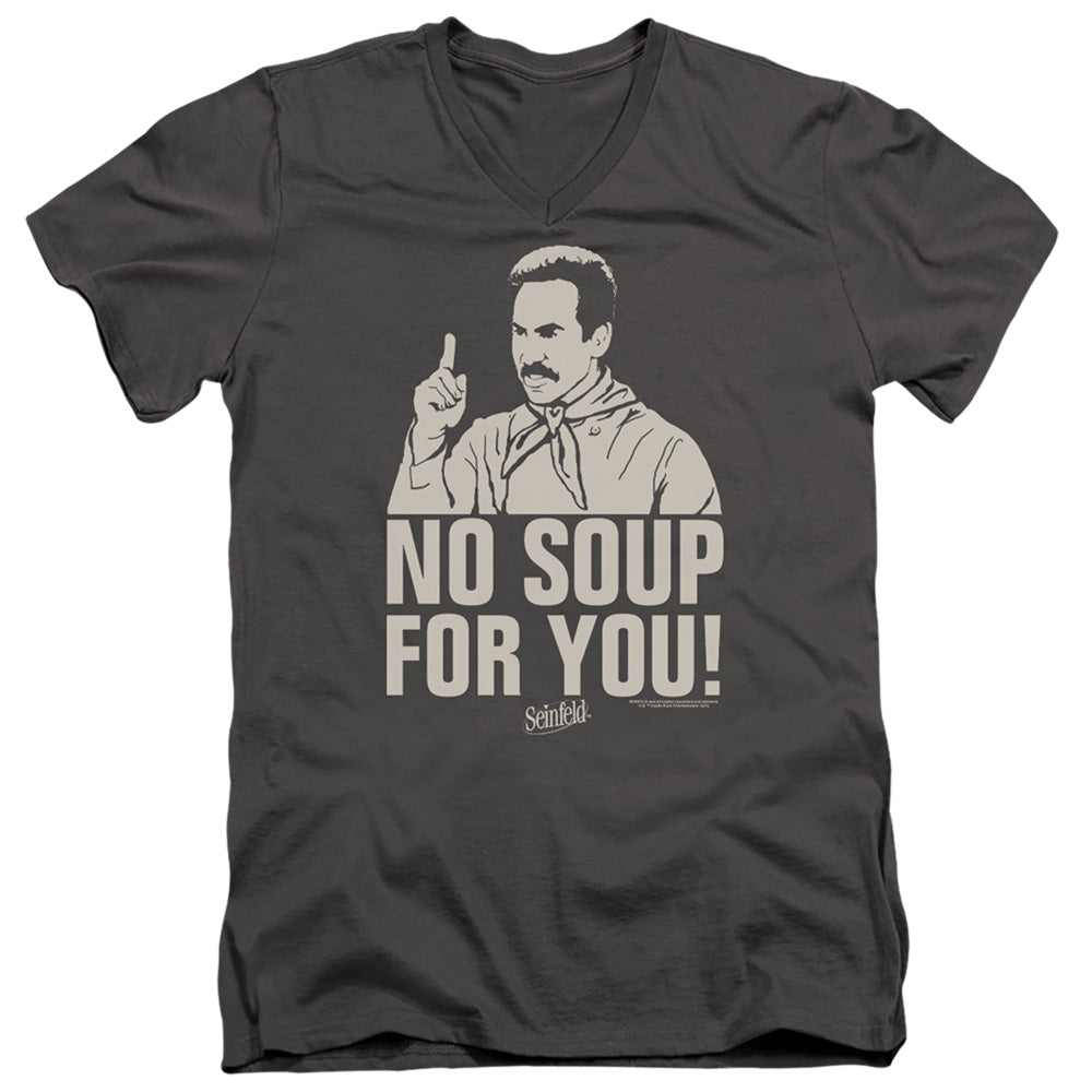 Seinfeld No Soup Mens Slim Fit V-Neck T Shirt Charcoal
