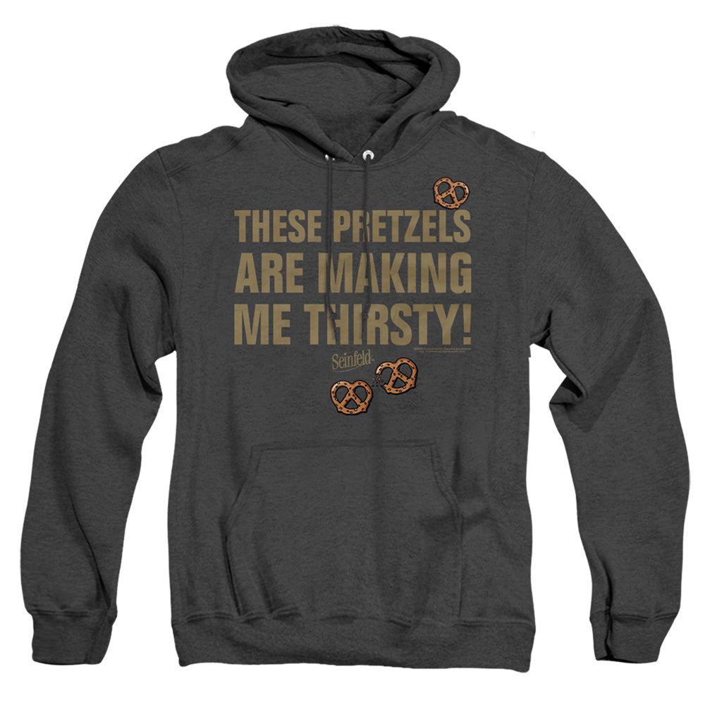 Seinfeld Pretzels Thirsty Heather Mens Hoodie Black
