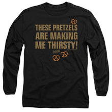 Load image into Gallery viewer, Seinfeld Pretzels Thirsty Mens Long Sleeve Shirt Black Officially Licensed
