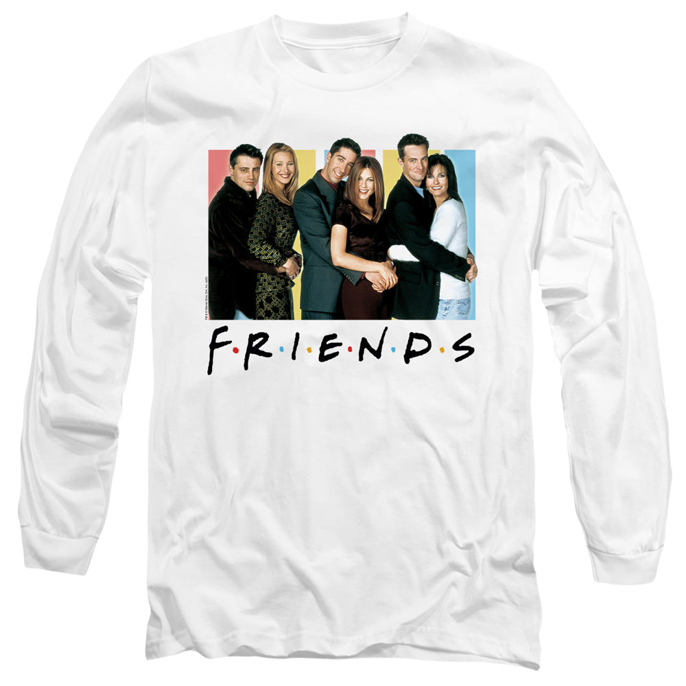 Friends Cast Logo Mens Long Sleeve Shirt White Officially Licensed