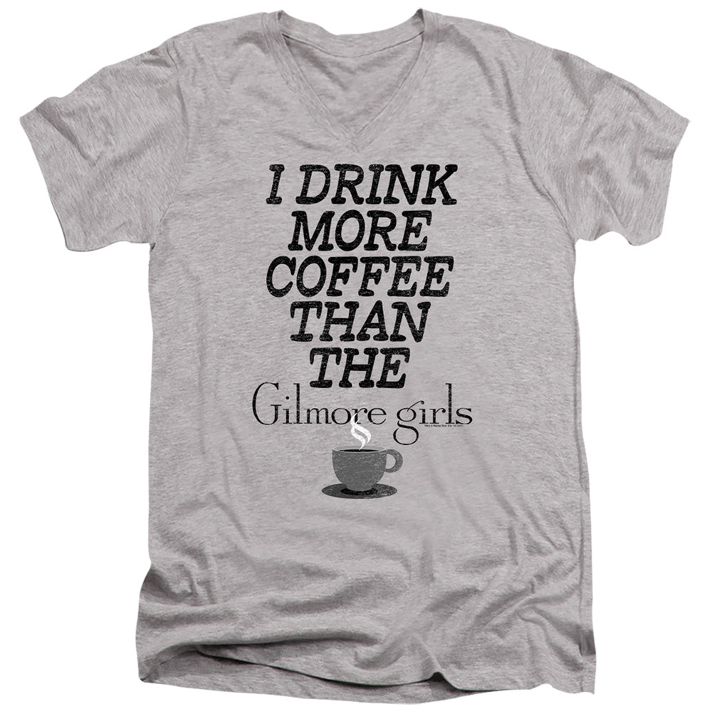 Gilmore Girls More Coffee Mens Slim Fit V-Neck T Shirt Athletic Heather
