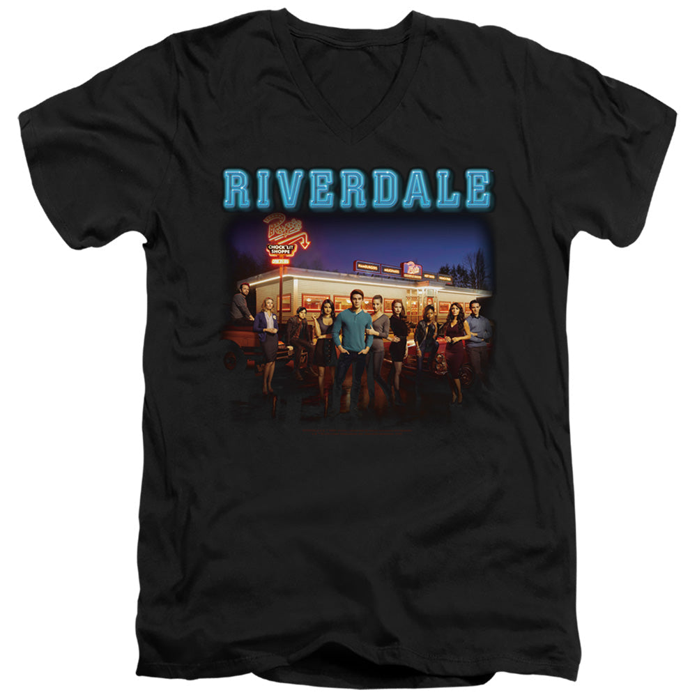 Riverdale Up At Pops Mens Slim Fit V-Neck T Shirt Black