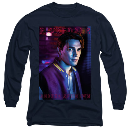 Riverdale Archie Andrews Mens Long Sleeve Shirt Navy Officially Licensed