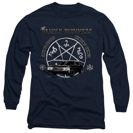Supernatural Saving People And Hunting Mens Long Sleeve Shirt Navy Officially Licensed