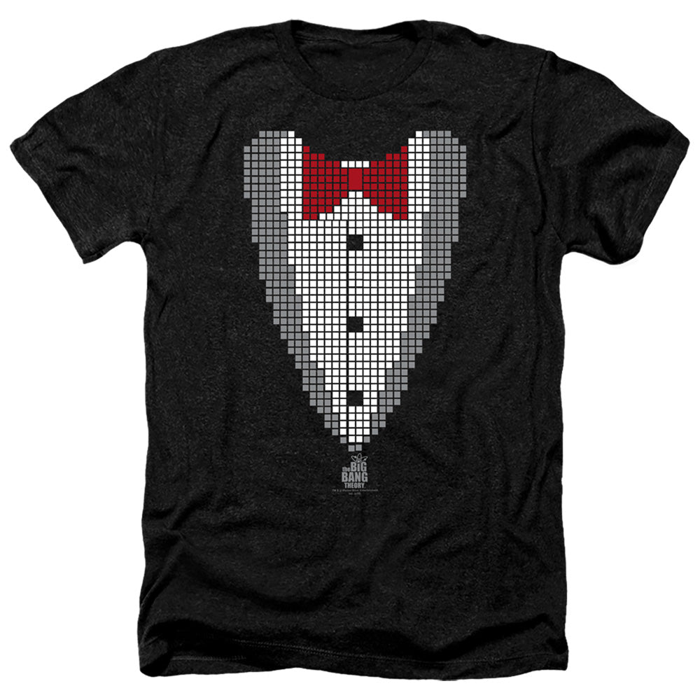 Big Bang Theory Pixelated Tux Heather Mens T Shirt Black