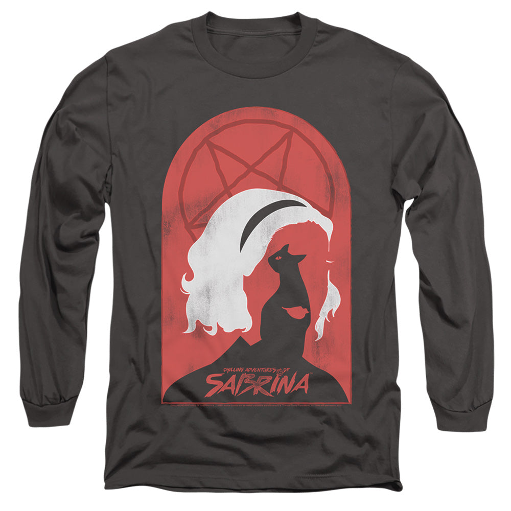 Chilling Adventures Of Sabrina Sabrina And Salem Mens Long Sleeve Shirt Charcoal Officially Licensed