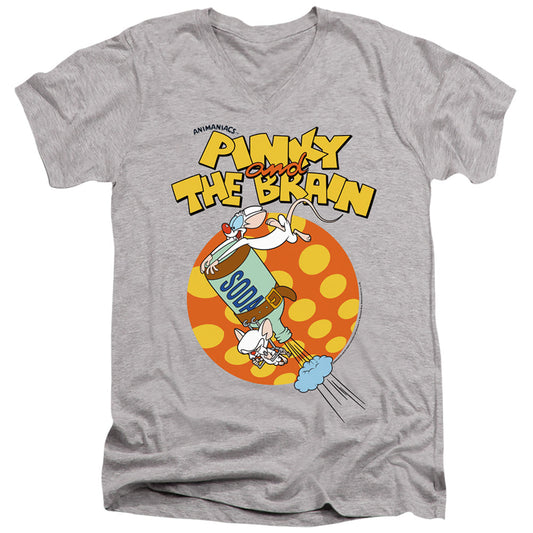 Pinky And The Brain Soda Mens Slim Fit V-Neck T Shirt Athletic Heather