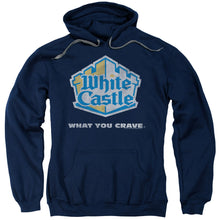 Load image into Gallery viewer, White Castle Distressed Logo Mens Hoodie Navy
