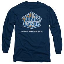 Load image into Gallery viewer, White Castle Distressed Logo Mens Long Sleeve Shirt Navy
