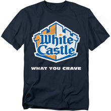 Load image into Gallery viewer, White Castle Distressed Logo Mens T Shirt Navy

