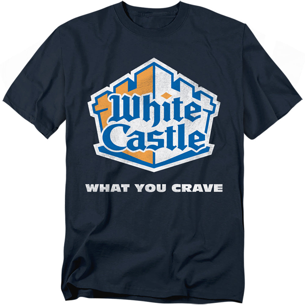 White Castle Distressed Logo Mens T Shirt Navy