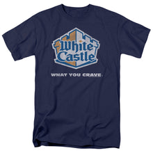 Load image into Gallery viewer, White Castle Distressed Logo Mens T Shirt Navy
