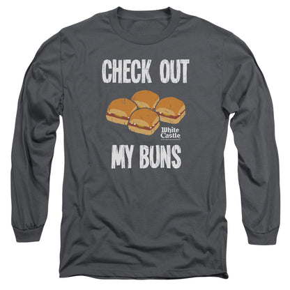White Castle My Buns Mens Long Sleeve Shirt Charcoal Officially Licensed