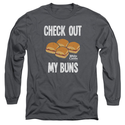 White Castle My Buns Mens Long Sleeve Shirt Charcoal Officially Licensed