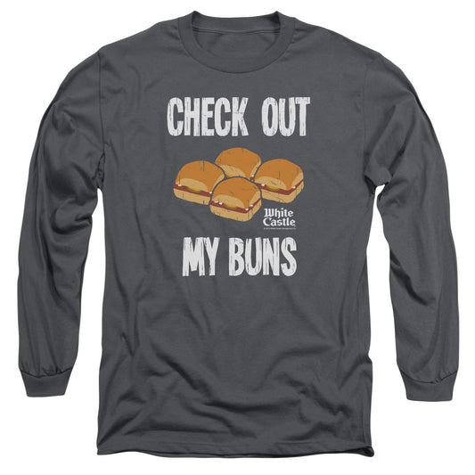 White Castle My Buns Mens Long Sleeve Shirt Charcoal Officially Licensed