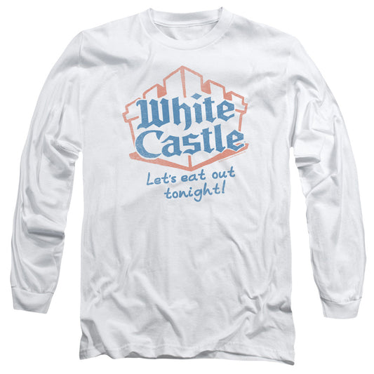 White Castle Lets Eat Mens Long Sleeve Shirt White Officially Licensed