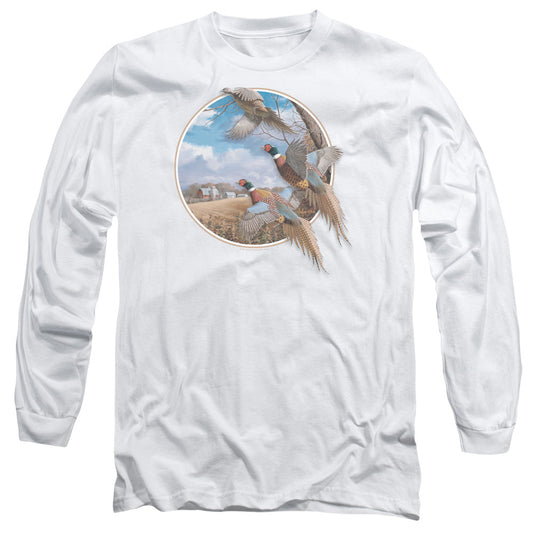Wildlife October Memories Pheasants Mens Long Sleeve Shirt White Officially Licensed