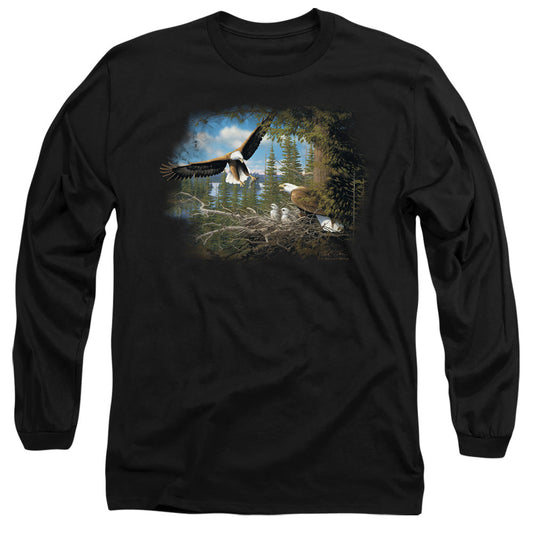 Wildlife Spring Bald Eagles Mens Long Sleeve Shirt Black Officially Licensed