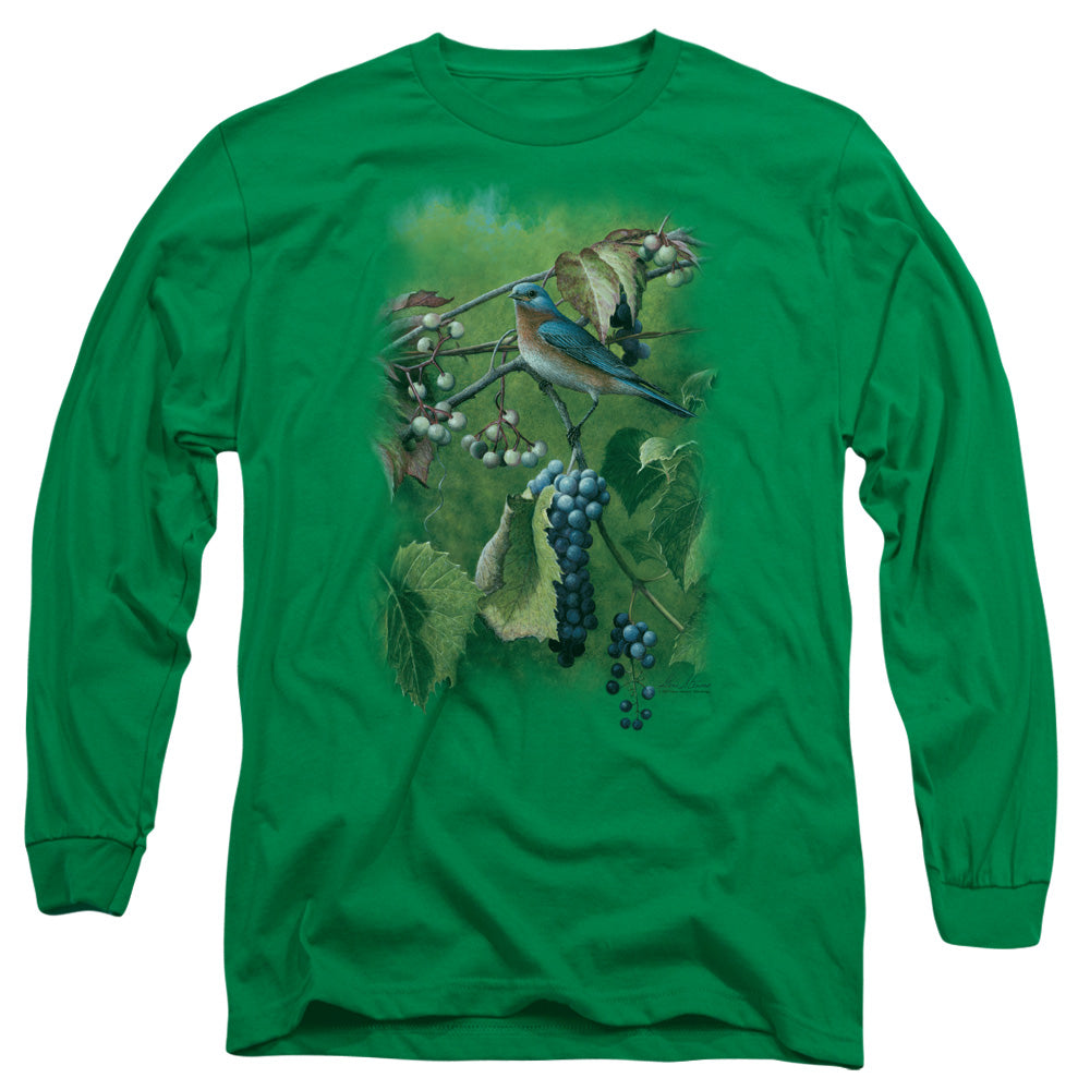 Wildlife Summertime Estrn Bluebird Mens Long Sleeve Shirt Kelly Green