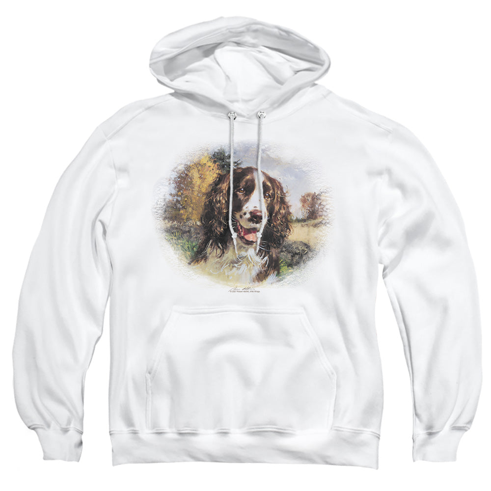 Wildlife Springer Spaniel Head Mens Hoodie White