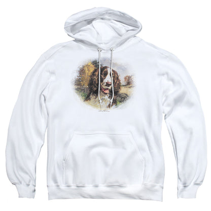 Wildlife Springer Spaniel Head Mens Hoodie White