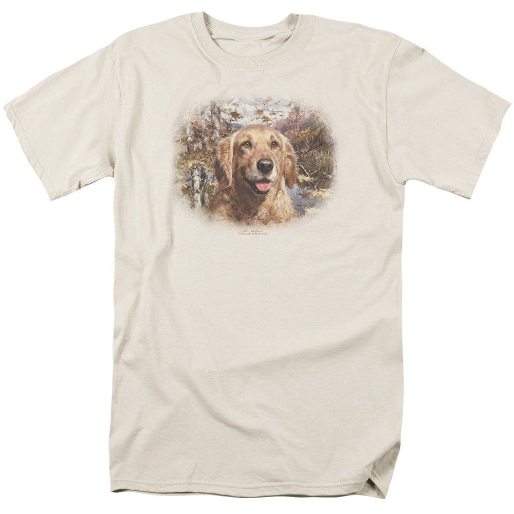 Wildlife Golden Retriever Head Mens T Shirt Cream