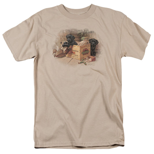 Wildlife Box Boys Black Labs Mens T Shirt Sand