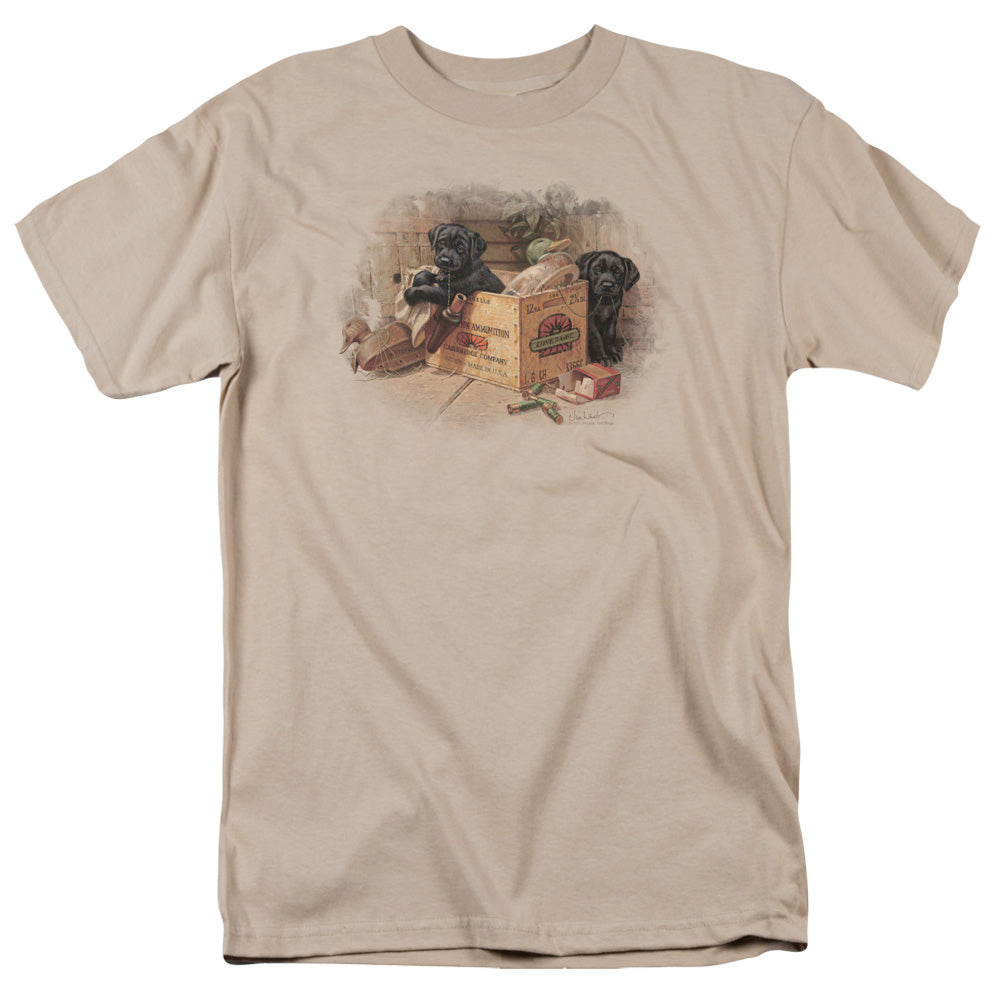 Wildlife Box Boys Black Labs Mens T Shirt Sand
