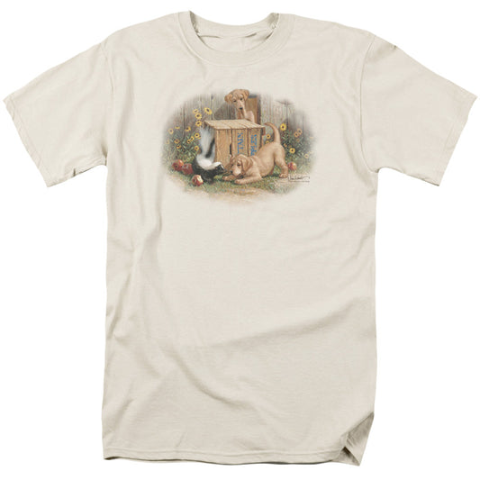 Wildlife Dont Talk To Strangers Mens T Shirt Cream
