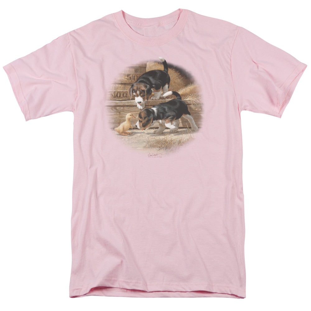 Wildlife Getting Acquainted Mens T Shirt Pink