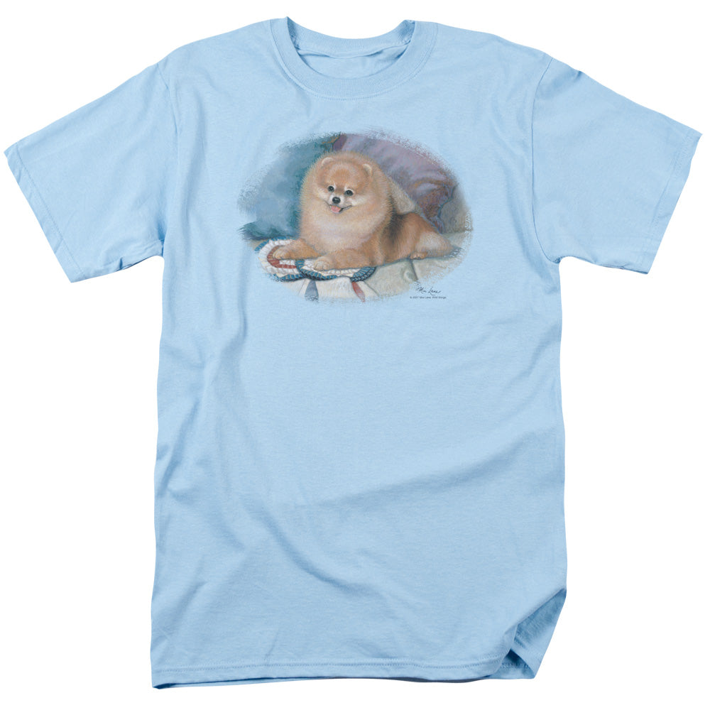 Wildlife Pomeranian Portrait Mens T Shirt Light Blue