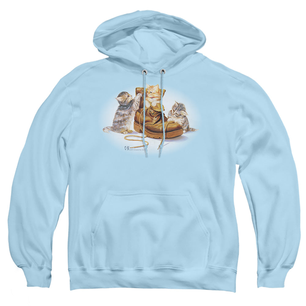 Wildlife Playful Kittens Mens Hoodie Light Blue