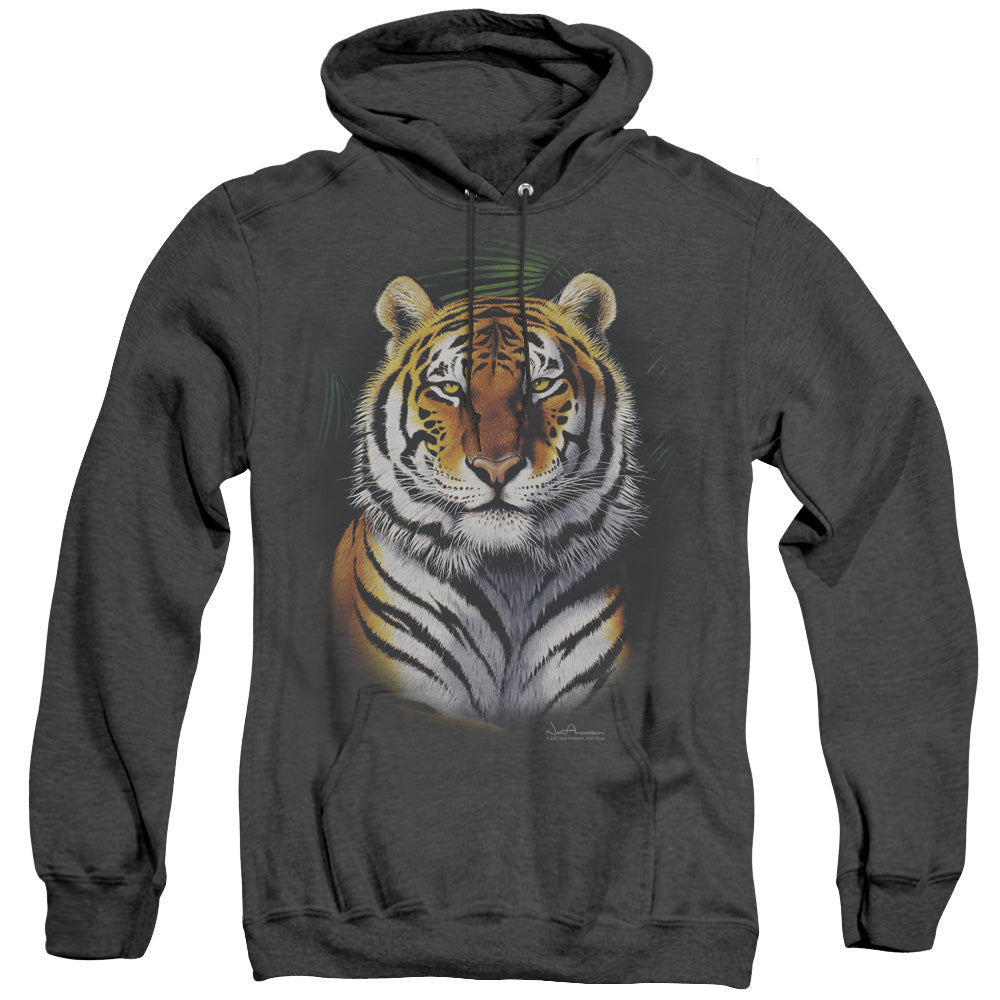 Wildlife Jungle Fire Heather Mens Hoodie Black