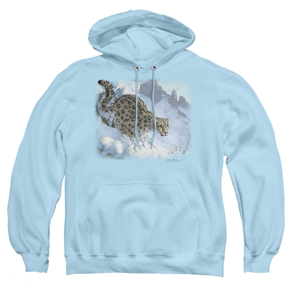 Wildlife Snow Leopard Mens Hoodie Light Blue
