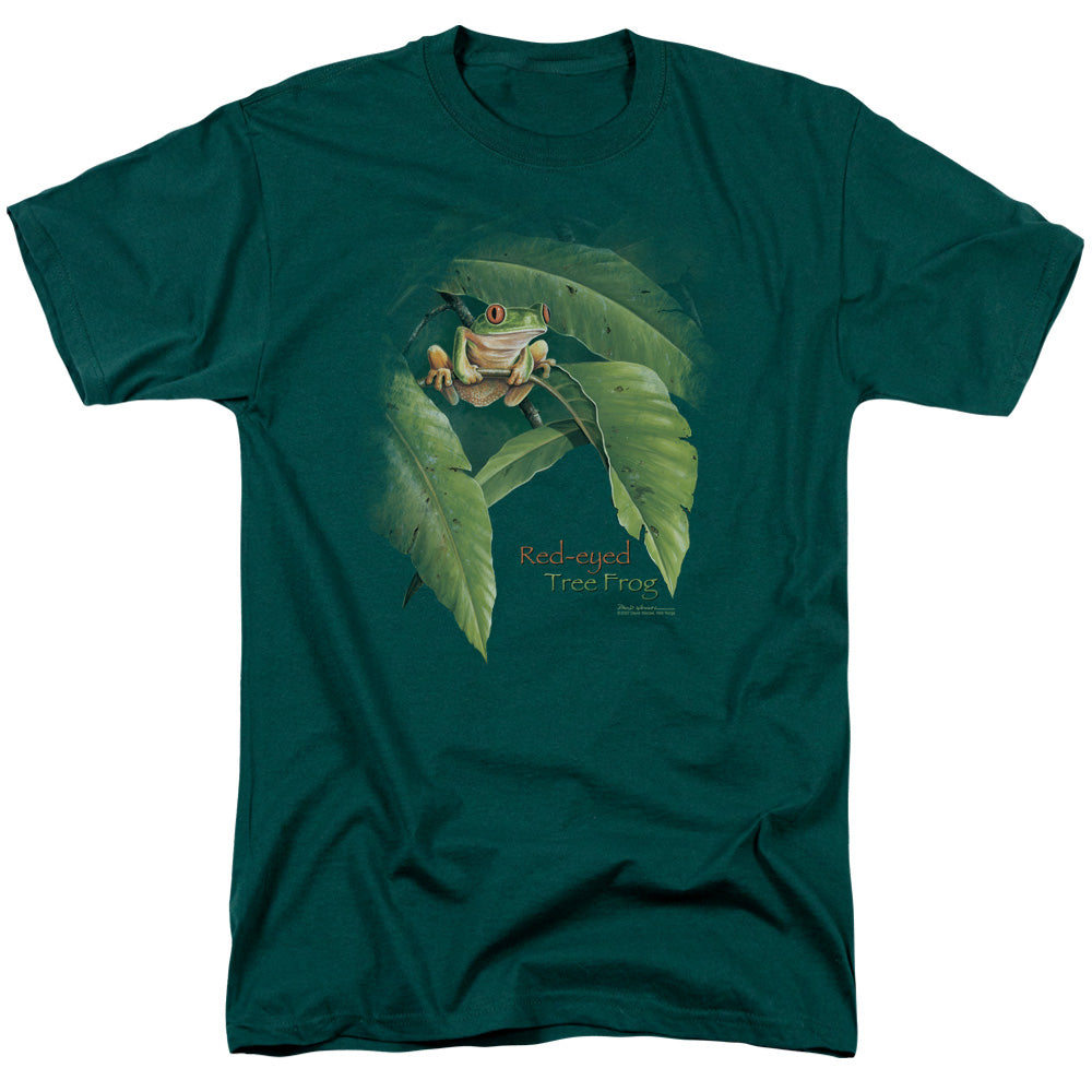 Wildlife Red Eyed Tree Frog Mens T Shirt Hunter Green