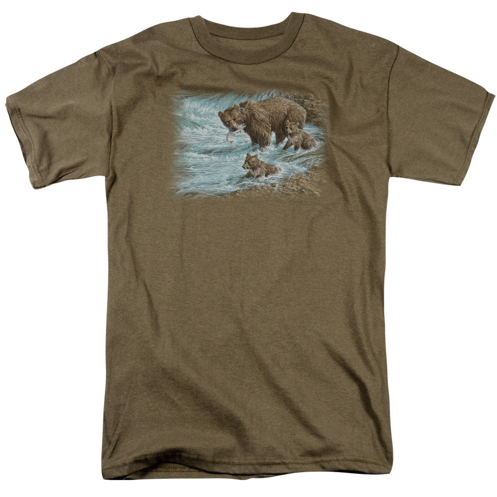 Wildlife Alaskan Brown Bear Mens T Shirt Safari Green