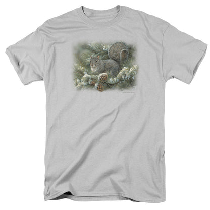 Wildlife Gray Squirrel Mens T Shirt Silver