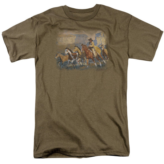 Wildlife A Cowboy Day Mens T Shirt Safari Green