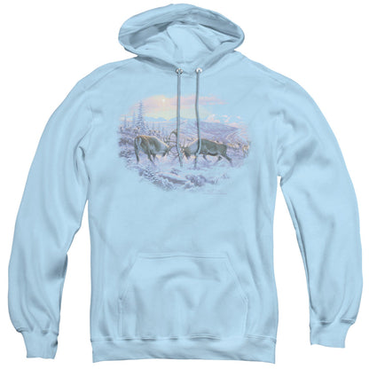 Wildlife Battling Bulls Mens Hoodie Light Blue
