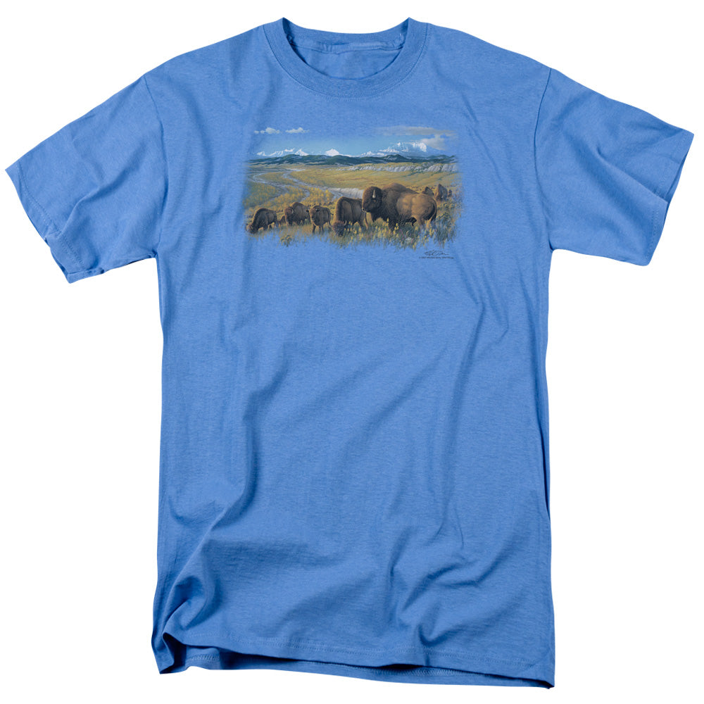 Wildlife The Passing Herd Mens T Shirt Carolina Blue