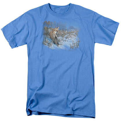 Wildlife Winter Red Fox Mens T Shirt Carolina Blue