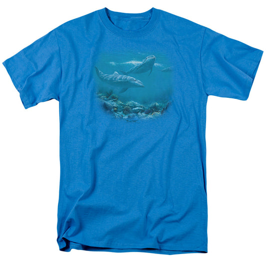 Wildlife Bottlenosed Dolphins Mens T Shirt Turquoise
