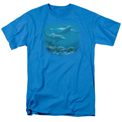 Wildlife Bottlenosed Dolphins Mens T Shirt Turquoise