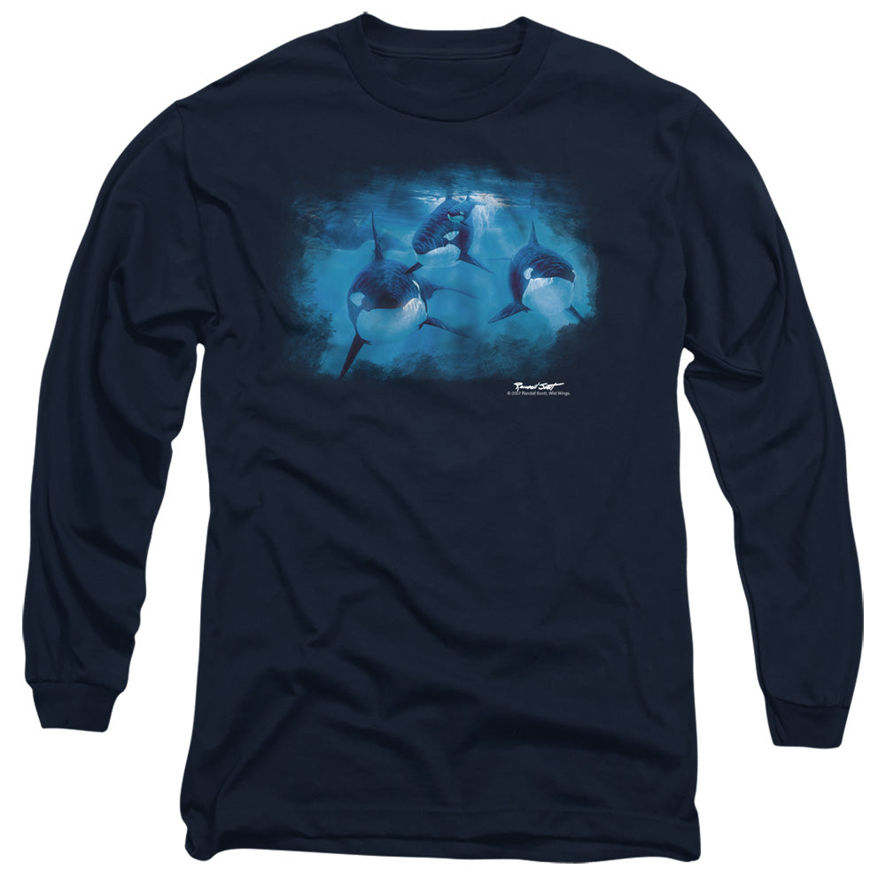 Wildlife Pod Of Orcas Mens Long Sleeve Shirt Navy