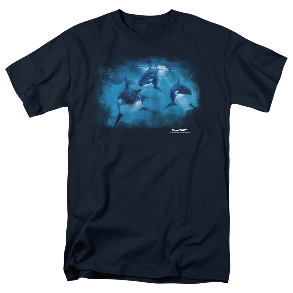 Wildlife Pod Of Orcas Mens T Shirt Navy