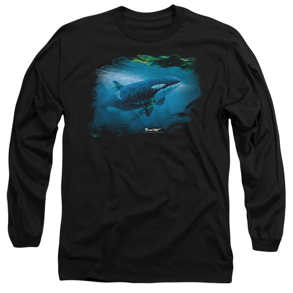Wildlife Pursuit Thru The Kelp Orca Mens Long Sleeve Shirt Black