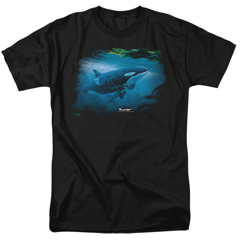 Wildlife Pursuit Thru The Kelp Orca Mens T Shirt Black