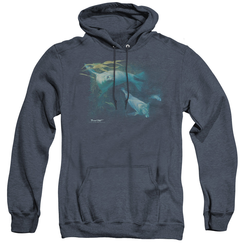 Wildlife Kelp Patrol Heather Mens Hoodie Navy